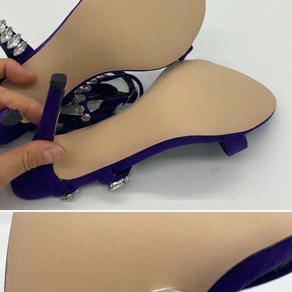XYD Purple Stiletto Heel Strappy Rhineston Sandals - Picture 8 of 12